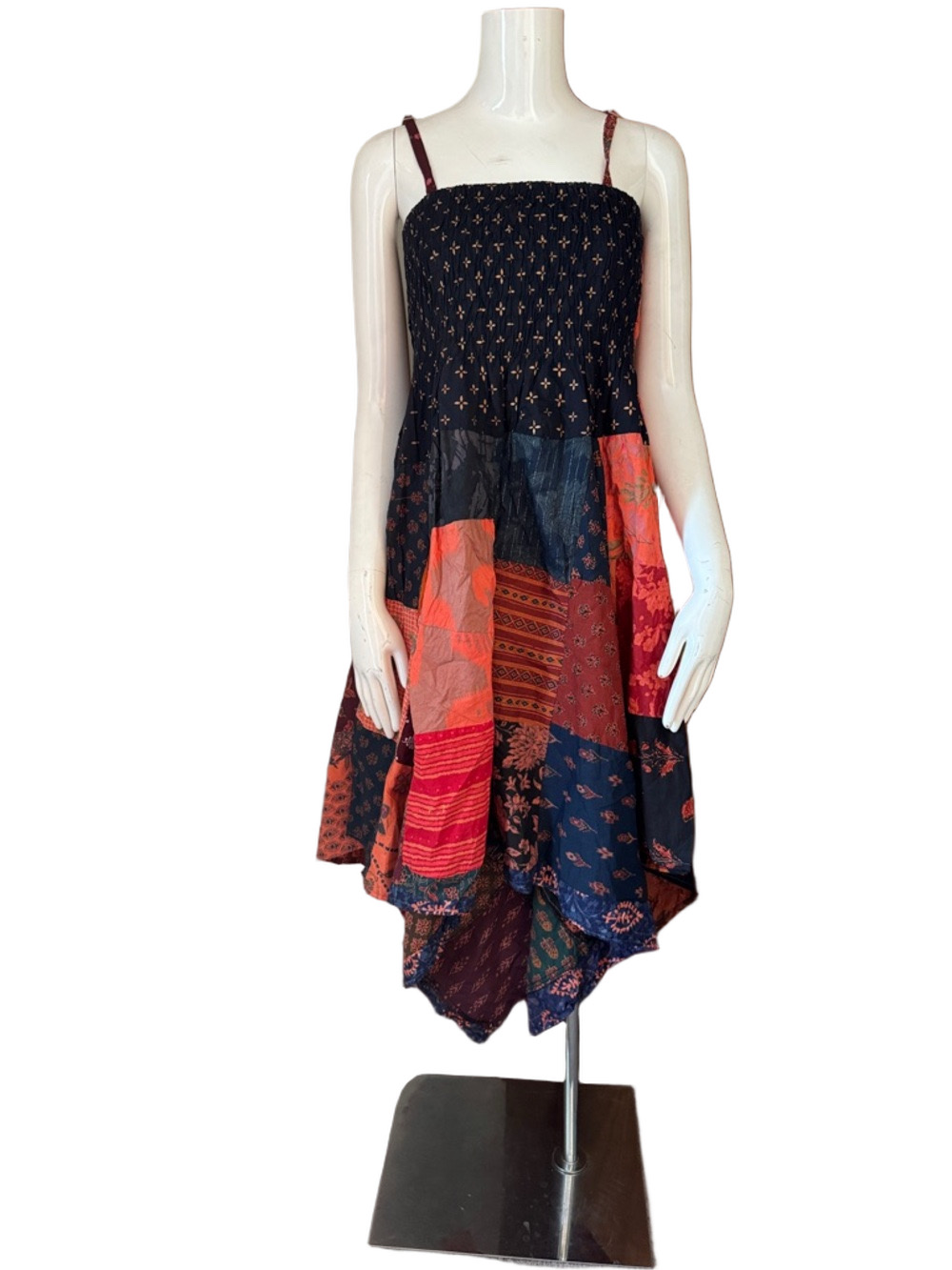 ETC by Lazy Daisy Patchwork Boho Dress SIZE OS Handkerchief Hem NWT Festival